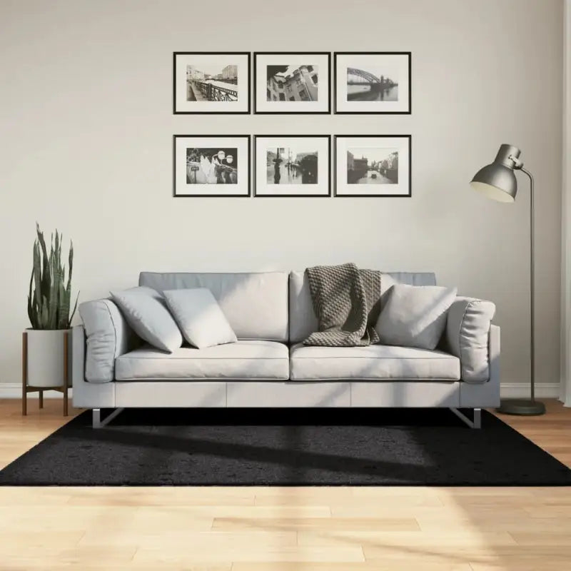 Zacht vloerkleed van polyester met STANDARD 100 op schadelijke stoffen - Zwart / 120 x 170 cm - Vloerkleden