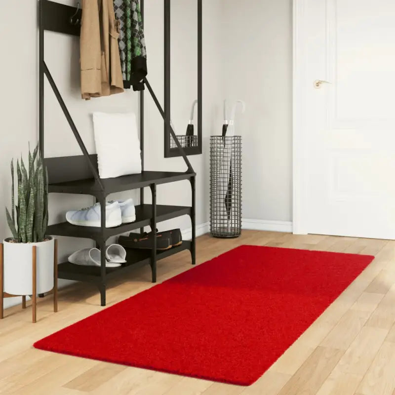 Zacht vloerkleed van polyester met STANDARD 100 op schadelijke stoffen - Rood / 80 x 200 cm - Vloerkleden