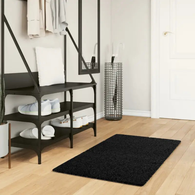 Zacht vloerkleed van polyester met STANDARD 100 op schadelijke stoffen - Zwart / 60 x 110 cm - Vloerkleden