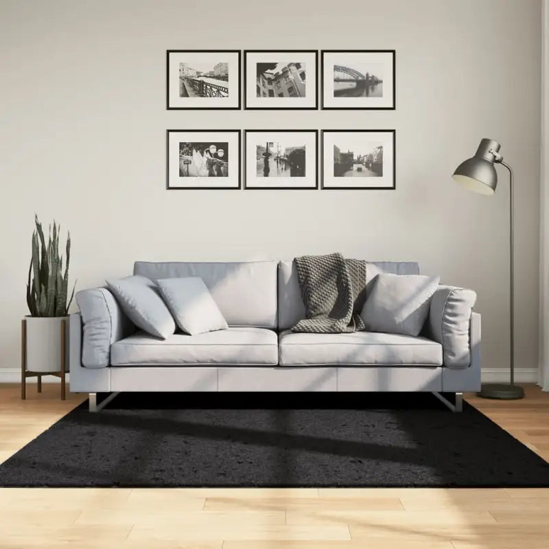 Zacht vloerkleed van polyester met STANDARD 100 op schadelijke stoffen - Zwart / 160 x 160 cm - Vloerkleden