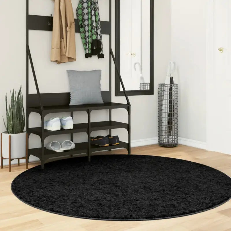 Zacht vloerkleed van polyester met STANDARD 100 op schadelijke stoffen - Zwart / Ø 160 cm - Vloerkleden