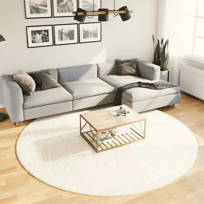 Zacht vloerkleed van polyester met STANDARD 100 op schadelijke stoffen - Beige / Ø 240 cm - Vloerkleden