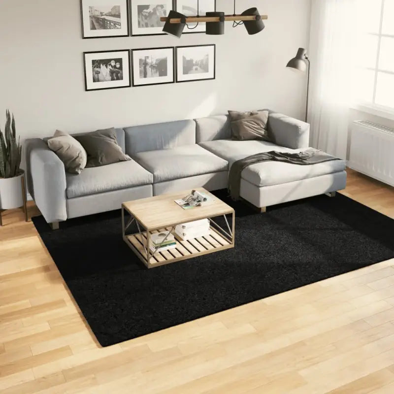 Zacht vloerkleed van polyester met STANDARD 100 op schadelijke stoffen - Zwart / 200 x 280 cm - Vloerkleden