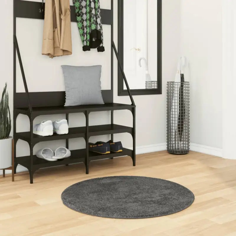 Zacht vloerkleed van polyester met STANDARD 100 op schadelijke stoffen - Antraciet / Ø 80 cm - Vloerkleden