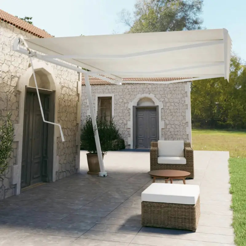 Zonwering Luifelpaalset voor ondersteuning en schaduw in tuin of terras - Wit / 600 x 245 cm / 1 - Zonwering