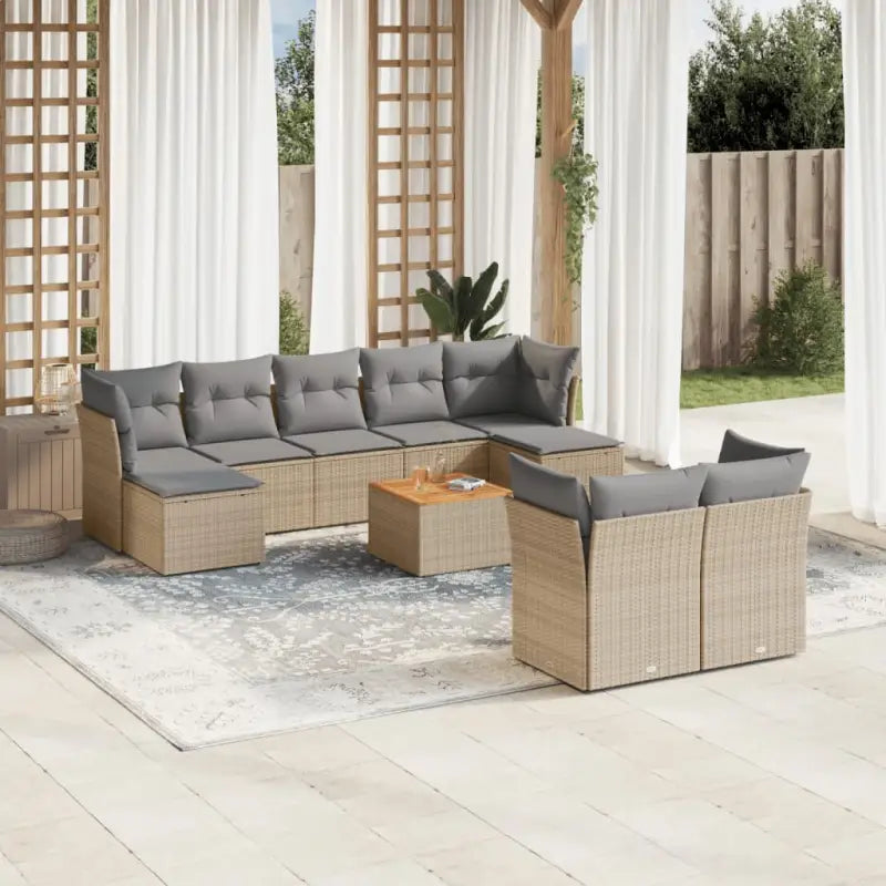 Zwagere loungeset van zwart materiaal en gepoedercoat staal - Beige en grijs - Tuinsets