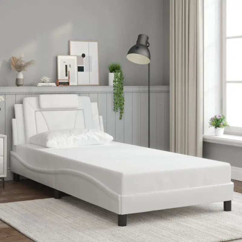 Zwart bedframe met hoofdeinde en multiplex lattenbodem voor comfortabel slapen - Wit / 100 x 200 cm - Bedden & bedframes