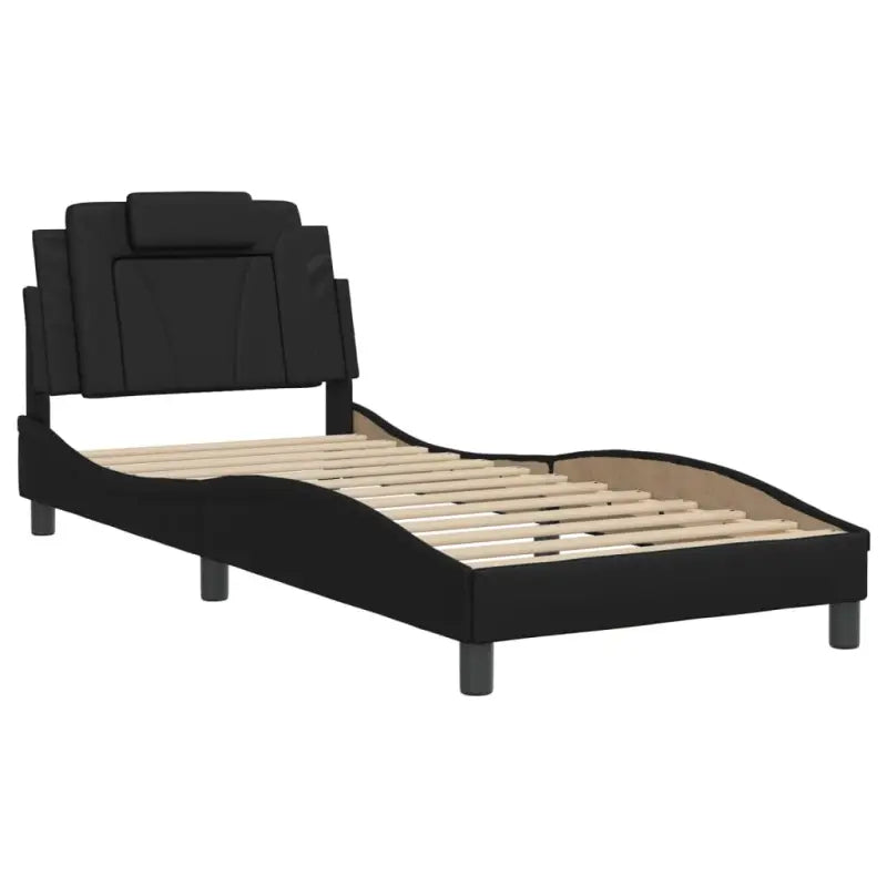 Zwart bedframe met hoofdeinde en multiplex lattenbodem voor comfortabel slapen - Bedden & bedframes
