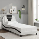 Zwart bedframe met hoofdeinde en multiplex lattenbodem voor comfortabel slapen - Wit en zwart / 90 x 200 cm - Bedden &