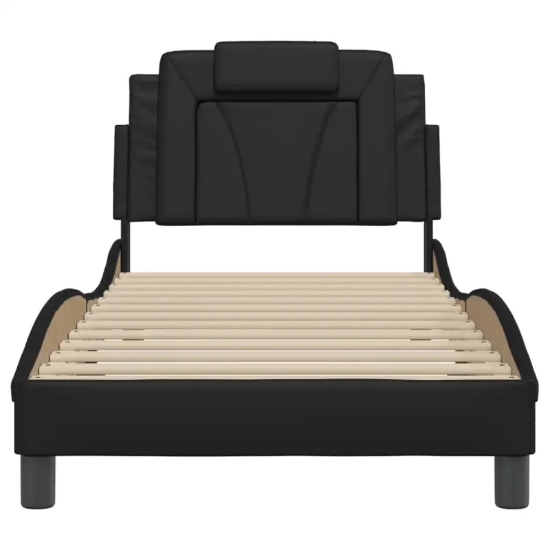 Zwart bedframe met hoofdeinde en multiplex lattenbodem voor comfortabel slapen - Bedden & bedframes
