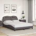 Zwart bedframe met hoofdeinde en multiplex lattenbodem voor comfortabel slapen - Grijs / 140 x 200 cm - Bedden &