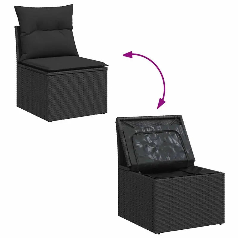 Zwart gepoedercoat stalen loungeset met waterdichte tas voor buiten - Tuinsets