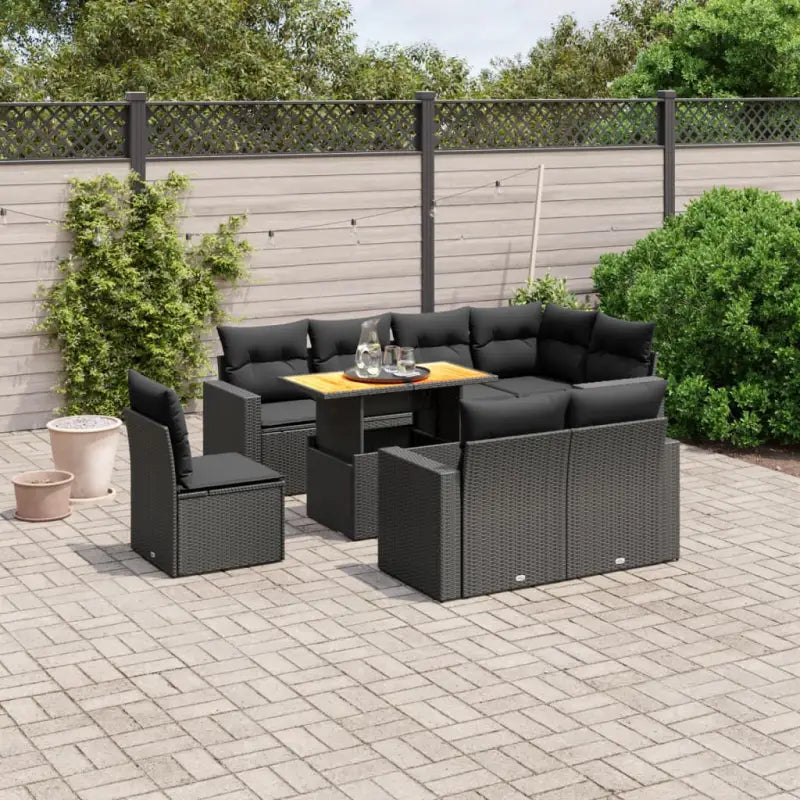 Zwart gepoedercoat stalen loungeset met waterdichte tas voor buiten - Zwart / 5x hoek + 3x midden + Tafel - Tuinsets