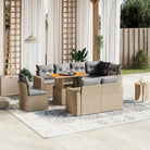 Zwart gepoedercoat stalen loungeset met waterdichte tas voor buiten - beige en lichtgrijs / 5x hoek + 3x midden + Tafel