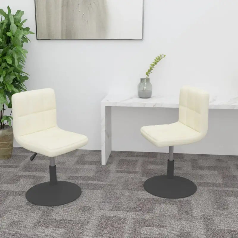 Zwart gepoedercoate draaibare eetkamerstoelen met fluweel bekleding - crème / 2 - Eetkamerstoelen