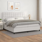 Zwart Kunstleer Boxspringbed met schuim vulling en ideale afmetingen - Wit / 200 x 200 cm / knoppwn - Bedden & bedframes