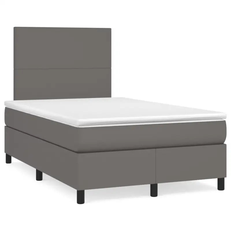 Zwart Kunstleer Boxspringbed met schuim vulling en ideale afmetingen - Grijs / 120 x 190 cm / Effen ontwerp - Bedden &