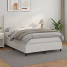 Zwart Kunstleer Boxspringbed met schuim vulling en ideale afmetingen - Wit / 140 x 200 cm / Effen ontwerp - Bedden &