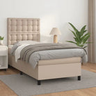 Zwart Kunstleer Boxspringbed met schuim vulling en ideale afmetingen - Cappuccino / 100 x 200 cm / knoppwn - Bedden &