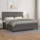 Zwart Kunstleer Boxspringbed met schuim vulling en ideale afmetingen - Grijs / 200 x 200 cm / Effen met spijkers