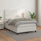 Zwart Kunstleer Boxspringbed met schuim vulling en ideale afmetingen - Wit / 120 x 200 cm / Effen met spijkers - Bedden