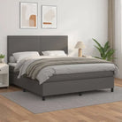 Zwart Kunstleer Boxspringbed met schuim vulling en ideale afmetingen - Grijs / 180 x 200 cm / Effen ontwerp - Bedden &