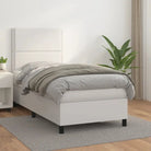 Zwart Kunstleer Boxspringbed met schuim vulling en ideale afmetingen - Wit / 90 x 200 cm / Effen met spijkers - Bedden