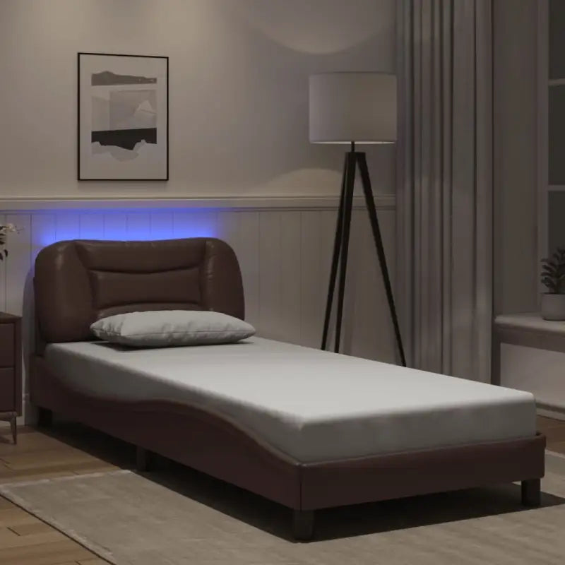 Zwart Liedbed met LED-verlichting en multiplex lattenbodem - Bruin / 80 x 200 cm - Bedden & bedframes