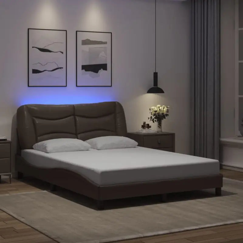 Zwart Liedbed met LED-verlichting en multiplex lattenbodem - Bruin / 140 x 190 cm - Bedden & bedframes
