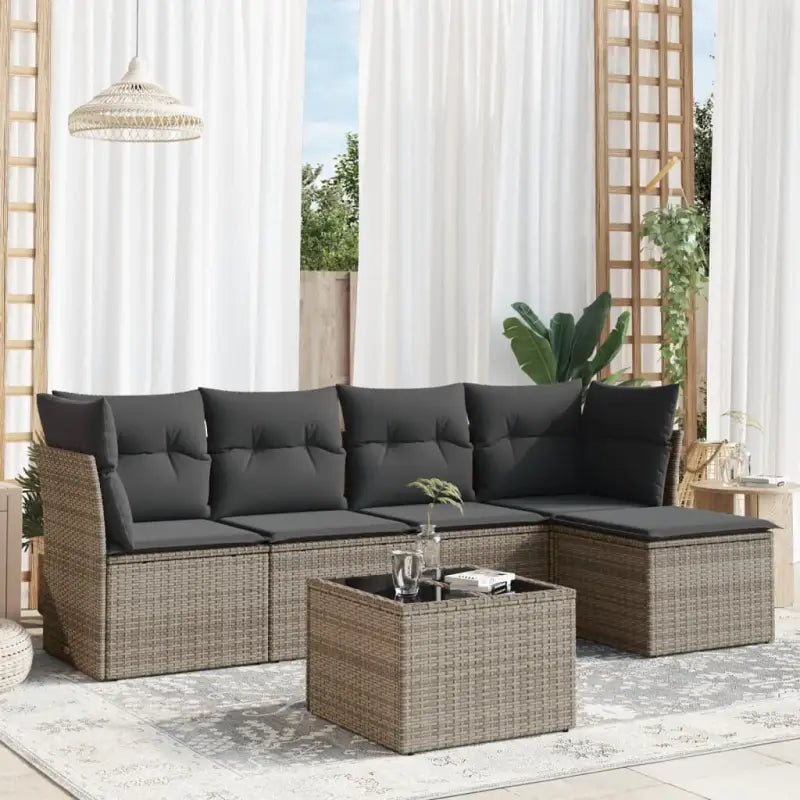 Zwart loungeset met gepoedercoat staal en waterdichte tas voor buitengebruik - Grijs / Met tafel - Tuinsets