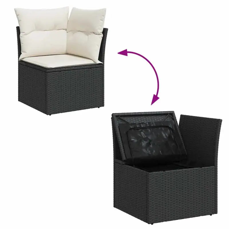 Zwart loungeset met gepoedercoat staal en waterdichte tas voor buiten - Tuinsets