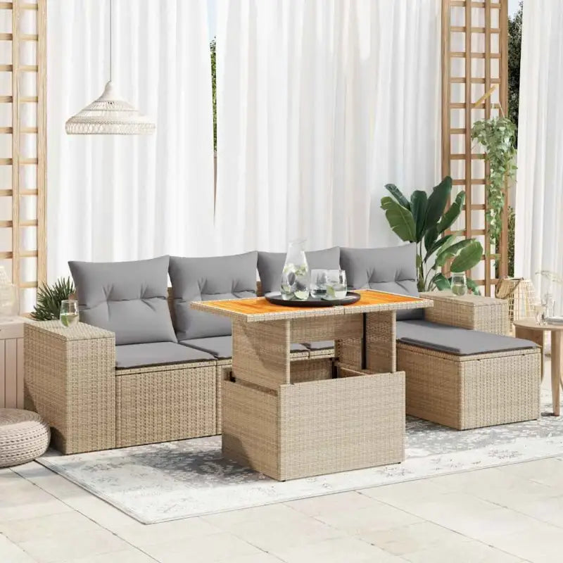 Zwart loungeset met gepoedercoat staal en waterdichte tas voor buiten - Beige en grijs / met opbergruimte - Tuinsets