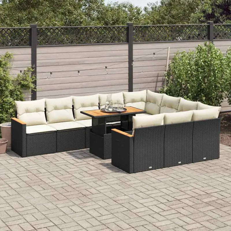Zwart loungeset met gepoedercoat staal en waterdichte tas voor buiten - Zwart en crème - Tuinsets