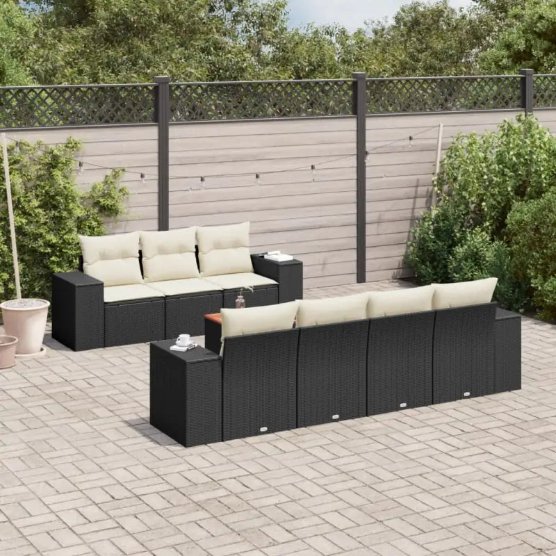 Zwart loungeset met gepoedercoat staal en waterdichte tas voor buiten - Zwart en crème - Tuinsets