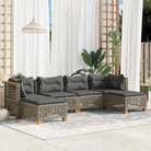 Zwart loungeset met natuurlijke olieafwerking en gepoedercoat staal - Grijs / Lijngeweven - Tuinsets