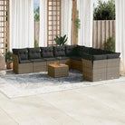 Zwart loungeset met waterdichte tas en gepoedercoat staal voor buiten genieten - grijs en donkergrijs / Tafel + 6x
