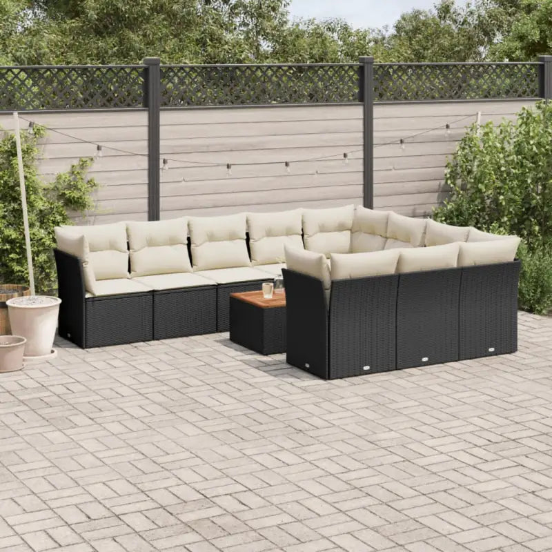 Zwart loungeset met waterdichte tas en gepoedercoat staal voor buiten genieten - Zwart en crème / 6x midden + 4x hoek