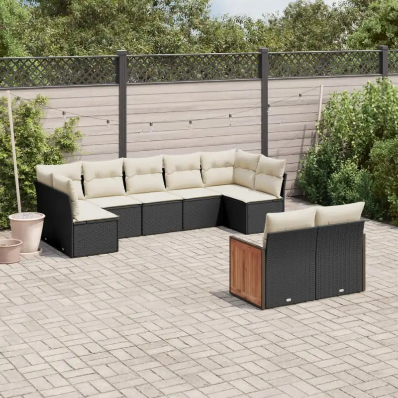 Zwart loungeset met waterdichte zak en gepoedercoat staal voor buiten - Zwart en crème / Zonder tafel - Tuinsets