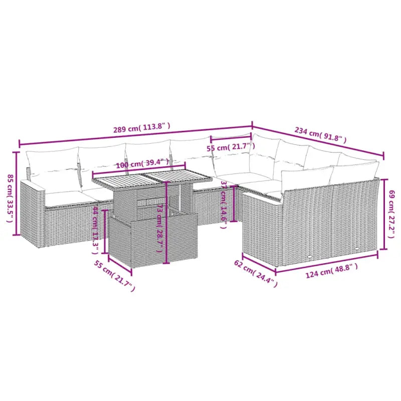 Zwart loungeset van gepoedercoat staal met comfortabele zittingafmetingen - Tuinsets