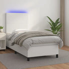 Zwart materiaal bed met LED verlichting en schuim vulling voor rust - Wit / 100 x 200 cm / Effen ontwerp - Bedden &