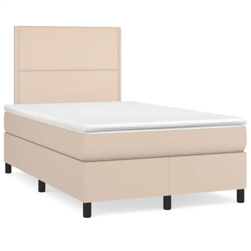 Zwart materiaal bed met LED verlichting en schuim vulling voor rust - Cappuccino / 120 x 190 cm / Effen met spijkers