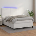 Zwart materiaal bed met LED verlichting en schuim vulling voor rust - Wit / 140 x 190 cm / Effen ontwerp - Bedden &