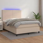 Zwart materiaal bed met LED verlichting en schuim vulling voor rust - Cappuccino / 140 x 190 cm / Effen ontwerp