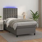 Zwart materiaal bed met LED verlichting en schuim vulling voor rust - Grijs / 100 x 200 cm / knoppwn - Bedden &