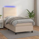 Zwart materiaal bed met LED verlichting en schuim vulling voor rust - Cappuccino / 100 x 200 cm / Effen met spijkers