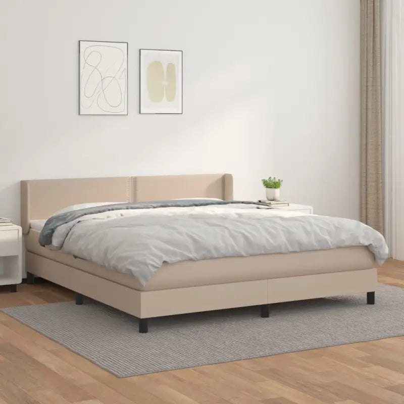Zwart materiaal bed met schuim vulling en ideale afmetingen - Cappuccino / 180 x 200 cm / Effen met spijkers - Bedden &