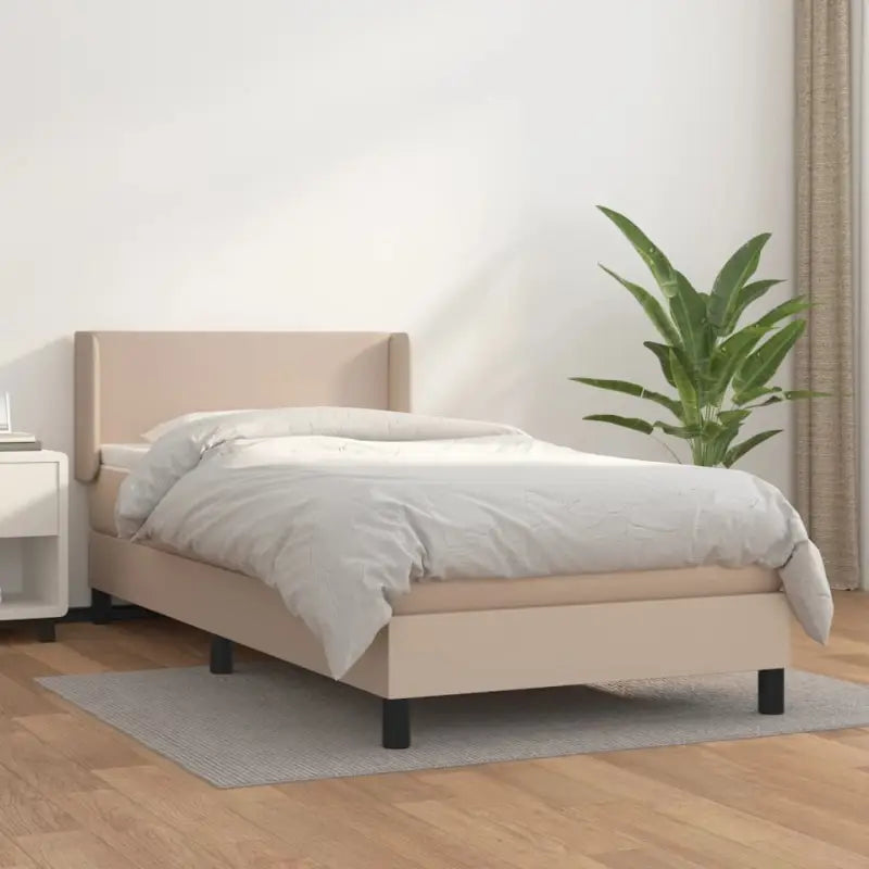 Zwart materiaal bed met schuim vulling en ideale afmetingen - Cappuccino / 100 x 200 cm / Effen ontwerp - Bedden &