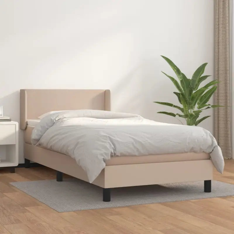 Zwart materiaal bed met schuim vulling en ideale afmetingen - Cappuccino / 80 x 200 cm / Effen ontwerp - Bedden &