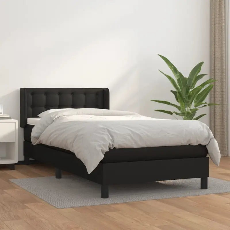 Zwart materiaal bed met schuim vulling en ideale afmetingen - Bedden & bedframes