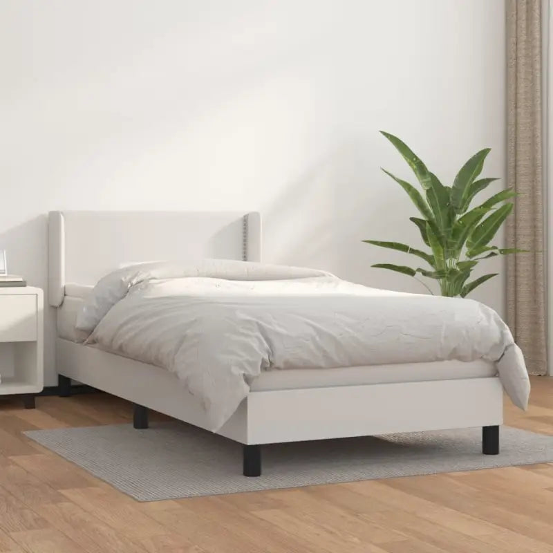 Zwart materiaal bed met schuim vulling en ideale afmetingen - Wit / 100 x 200 cm / Effen met spijkers - Bedden &